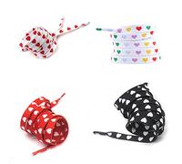 gofidin Lot de 4 paires de lacets plats en toile pour enfants et adultes Motif cœur, multicolore, Taille unique