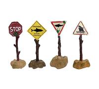 gofidin Lot de 4 panneaux d'avertissement amusants en résine pour aquarium Motif requin