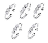 gofidin Lot de 5 anneaux réglables en acier inoxydable avec rotation libre et sans pierre précieuse, Silicone, Aucune pierre précieuse