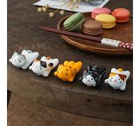 gofidin Lot de 5 supports de baguettes en forme de chat en céramique pour oreiller décoratif et support pour baguettes - Ustensiles de cuisine (mixte)