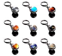 gofidin Lot de 9 porte-clés en forme de boule en verre avec système solaire pour les amateurs d'astronomie, multicolore, cm