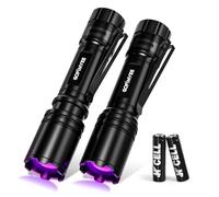 Gofimyee Lot de 2 mini lampes de poche UV à lumière noire avec mise au point réglable, lampe ultraviolette 395 nm pour géocaching, détecteur d'urine d'animaux domestiques, chasse à l'ambre, etc. Avec