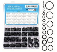 Gofira Lot de 950 pièces de 20 variétés de joints toriques en caoutchouc nitrile pour automobile, plomberie, électrovannes, roulements mécaniques, réparation de fuites d'air et d'eau, couleur noire