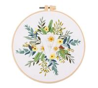 Gofission Kit de broderie pour adultes et débutants - 26 lettres anglaises florales - Ensemble de tissus pré-imprimés avec accessoires pour décoration d'intérieur (lettres V)
