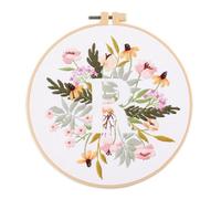 Gofission Kit de broderie pour adultes et débutants - 26 lettres anglaises florales R - Ensemble de tissus pré-imprimés avec accessoires pour décoration d'intérieur (lettres R)