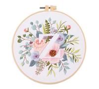 Gofission Kit de broderie pour adultes et débutants - 26 lettres anglaises florales Z - Ensemble de tissus pré-imprimés avec accessoires pour décoration d'intérieur (lettres Z)