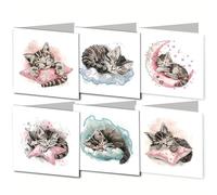 Gofission Lot de 6 cartes de vœux quotidiennes pour les vacances, 15 x 30 cm, art diamant 5D à faire soi-même, cartes postales en cristal de forme spéciale pour la famille et les amis, cadeau fait à