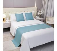 GOFOHIMI Chemin de Lit avec Coussin Assorti, Chemin de Lit Hôtel Couleur Unie Doux Drapeau de Lit pour Salon, Chambre à Coucher, Décoration de la Maison,Bleu Ciel,50x260+50x50cm