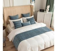 GOFOHIMI Chemin de lit Hôtel Doux Qui ne se Décolore Pas - Moderne Simple Accueil Literie Drapeau Drapeau Queue De Lit Housse de Coussin,Bleu Brume,55x55cm(Taie d'oreiller)