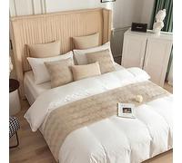 GOFOHIMI Chemin de lit Hôtel Doux Qui ne se Décolore Pas - Moderne Simple Accueil Literie Drapeau Drapeau Queue De Lit Housse de Coussin,Beige,45x180cm(chemins de lit Jacquard)