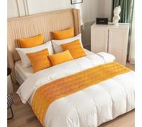 GOFOHIMI Chemin de lit Hôtel Doux Qui ne se Décolore Pas - Moderne Simple Accueil Literie Drapeau Drapeau Queue De Lit Housse de Coussin,Jaune Vif,45x240cm(chemins de lit Jacquard)