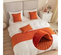 GOFOHIMI Chemin de lit Hôtel Doux Qui ne se Décolore Pas - Réversible Moderne Jacquard Accueil Literie Drapeau Drapeau Queue De Lit Housse de Coussin,Orange,45x180cm(chemins de lit)