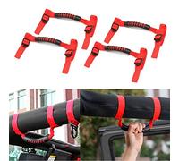 GOFORJUMP 4pcs / set barre poignées poignées rouge siège arrière poignée poignet accoudoir pour voiture J/eep/Wrangler JK Accessary toile et en plastique