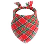 Gofshy 1 bandana de Noël pour chien, petite écharpe rouge à carreaux avec bords à pompons, accessoires triangulaires réversibles pour garçons et filles, bandana de vacances pour chiens et chats de
