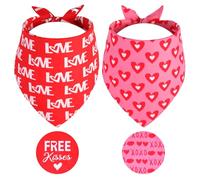 Gofshy Lot de 2 bandanas triangulaires réversibles pour chien de Saint-Valentin pour garçon et fille, bavoirs d'amour pour chiens de grande et très grande taille