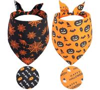 Gofshy Lot de 2 grands bandanas d'Halloween pour chien, réversibles avec citrouille, araignée, chauve-souris, fantôme, bandanas d'automne pour chiot pour garçon et fille, bandanas de vacances