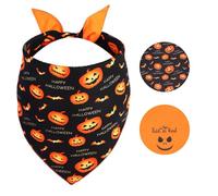 Gofshy Petit bandana d'Halloween pour chien, écharpe triangulaire réversible avec citrouille, chauve-souris, fantôme, bandana d'automne pour chiot pour garçon et fille, bandana de vacances