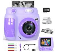 Gofunly Appareil Photo Instantané Enfant 2,4 Pouces - Caméra Vidéo Numérique 1080P avec Carte 32GB & 3 Rouleaux de Papier, Cadeau de Noël Anniversaire pour Garçons Filles de 3 à 12 Ans (Violet)