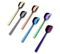 GoGeiLi Cuillères à yaourt en acier inoxydable, cuillères à gelato/crème glacée, cuillères à fruits multicolores, cuillères à dessert, 16,3 cm, lot de 6 pièces