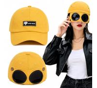 Goggle Baseball Hat, Pilot Goggles Baseball Cap with Sunglasses (Yellow)