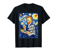 Gogh Hard Or Go Home Starry Night Éventail de Peinture drôle T-Shirt