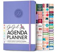 GoGirl Agenda - Organiseur mensuel et hebdomadaire coloré non daté pour femme, journal de gestion du temps et de productivité (lavande)