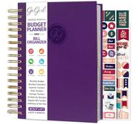 GoGirl Planificateur de budget et planificateur de facture mensuel - Livre financier mensuel avec poches - Suivi des dépenses - Carnet de notes pour contrôler votre argent - Couverture rigide à spirales - Durée de vie 1 an - Violet