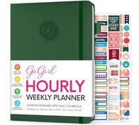 GoGirl Planificateur hebdomadaire - Planificateur horaire pour le travail et la vie avec fentes horaires - Agenda vertical pour la productivité quotidienne, A5 (vert forêt)