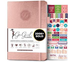 GoGirl Planner Pour Femmes - Agenda Hebdomadaire Format A5, Journal Des Objectifs et Agenda Pour Améliorer la Gestion Du Temps. Non Daté - Commence à n'importe Quel Moment, Dure 1 An - Or Rose