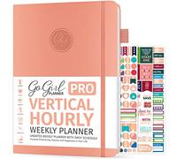 GoGirl Planner Pro Planificateur non daté avec fentes horaires, organiseur mensuel, hebdomadaire et quotidien, carnet de rendez-vous pour la gestion du temps, 18 x 25,5 cm, couverture rigide, dure 1