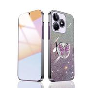 GOGME Brillant Coque pour Realme C51 / Realme Note 50 / Realme C53 Étui, Anti-Choc Housse Cadre Galvanisé TPU Résistant Aux Rayures Étui avec Support Papillon, Violet