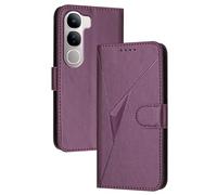 GOGME Coque avec Fermeture Magnétique pour Vivo Y31 5G - Étui Portefeuille, Support Multi-Angle et Protection Totale - Violet Foncé