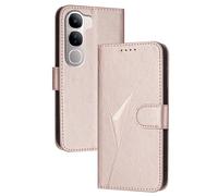 GOGME Coque avec Fermeture Magnétique pour Vivo Y31 5G - Étui Portefeuille, Support Multi-Angle et Protection Totale - Or Rose
