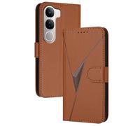 GOGME Coque avec Fermeture Magnétique pour Vivo Y31 5G - Étui Portefeuille, Support Multi-Angle et Protection Totale - Marron