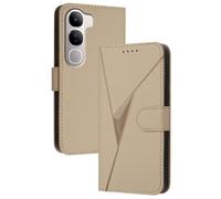 GOGME Coque avec Fermeture Magnétique pour Vivo Y31 5G - Étui Portefeuille, Support Multi-Angle et Protection Totale - Or