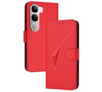 GOGME Coque avec Fermeture Magnétique pour Vivo Y31 5G - Étui Portefeuille, Support Multi-Angle et Protection Totale - Rouge