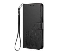 GOGME Coque pour Blackview Wave 8/Blackview Wave 8C, Étui en Cuir Floral Élégant avec Bumper TPU, Housse Stand Antichoc & Design Portefeuille - Noir