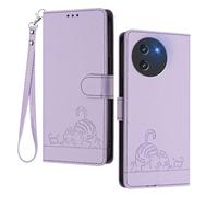 GOGME Coque pour DOOGEE Note 59 / Note 59 Pro - Chat Mignon Embossé en Cuir Portefeuille Antichoc Étui Housse avec Emplacements pour Cartes/Blocage RFID/Fonction Support, Violet