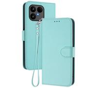 GOGME Coque pour Fairphone 6, Étui Housse Portefeuille en Cuir Premium avec Fermeture Magnétique, Porte-Cartes, Support et Dragonne - Menthe