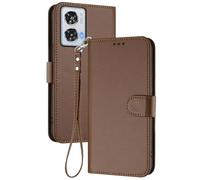 GOGME Coque pour Motorola Edge 50 Fusion 5G, Étui Housse Portefeuille en Cuir Premium avec Fermeture Magnétique, Porte-Cartes, Support et Dragonne - Marron