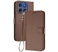GOGME Coque pour Motorola Edge 60 Fusion, Étui Housse Portefeuille en Cuir Premium avec Fermeture Magnétique, Porte-Cartes, Support et Dragonne - Marron