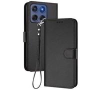 GOGME Coque pour Motorola Edge 60 Fusion, Étui Housse Portefeuille en Cuir Premium avec Fermeture Magnétique, Porte-Cartes, Support et Dragonne - Noir