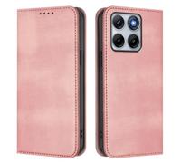 GOGME Coque pour Motorola Edge 70 Fusion, Étui Portefeuille en Cuir avec Protection RFID, Housse de Protection avec Support et Fentes pour Cartes - Rose
