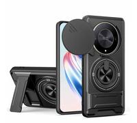 GOGME Coque pour Motorola Moto G35, Housse avec Support Anneau 2 en 1 & Magnétique, Étui avec Cache Caméra Coulissant, Protection Housse - Noir