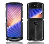 GOGME Coque pour Motorola Razr 5G Coque, Slim Rétro Cuir Housse pour Motorola Razr 5G, Silicone TPU Non Slip Surface Etui Anti-Choc et Anti-Rayures Housse, Noir