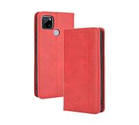 GOGME Coque pour Oppo A15 Etui, Cuir Premium Housse Folio Flip Case, PU + TPU FILP Coque, Flip Cover Portefeuille ave ID Carte de Crédit Slot Fermeture Magnétique, Rouge