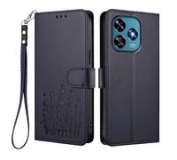 GOGME Coque pour Oukitel C51, Étui en Cuir Floral Élégant avec Bumper TPU, Housse Stand Antichoc & Design Portefeuille - Bleu