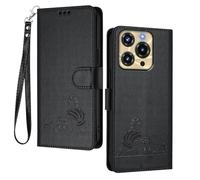 GOGME Coque pour Oukitel C69 - Chat Mignon Embossé en Cuir Portefeuille Antichoc Étui Housse avec Emplacements pour Cartes/Blocage RFID/Fonction Support, Noir