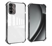 GOGME Coque pour Realme GT 5G Coins Renforcés Étui avec Film Camera Housse/TPU Anti - Rayures Antichoc Souple Claire Design - Noir