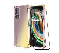 GOGME Coque pour realme GT Master Edition + 2 Verre Trempé, Étui en Gradient Color TPU Case Cover, Housse de Protecteur Transparente Antichoc Souple Silicone Bumper (Noir/Or)